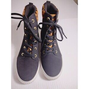 Timberland Skyla Bay 3 Inch Black Nubuck Sneaker Boots Women's 8.5 Leopard